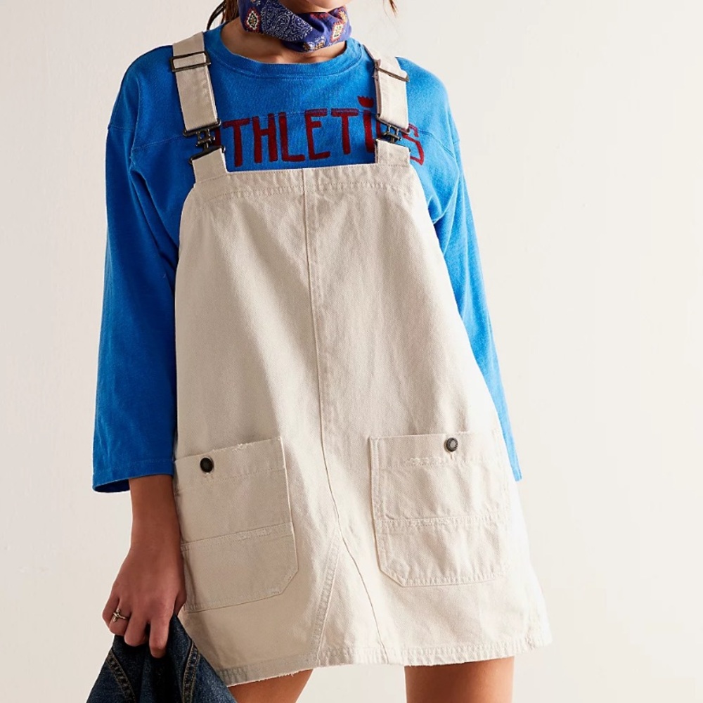 NWT Free People Overall Smock Mini Top Ivory XL
